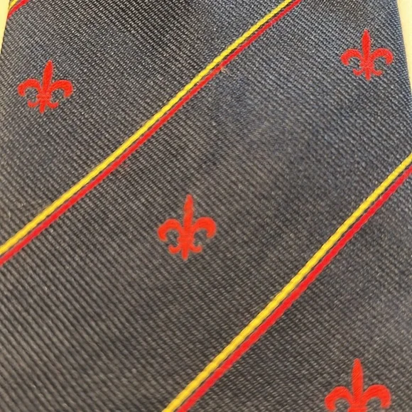 Ben Silver Fleur de Lys Pure English silk Necktie Tie - Picture 4 of 4